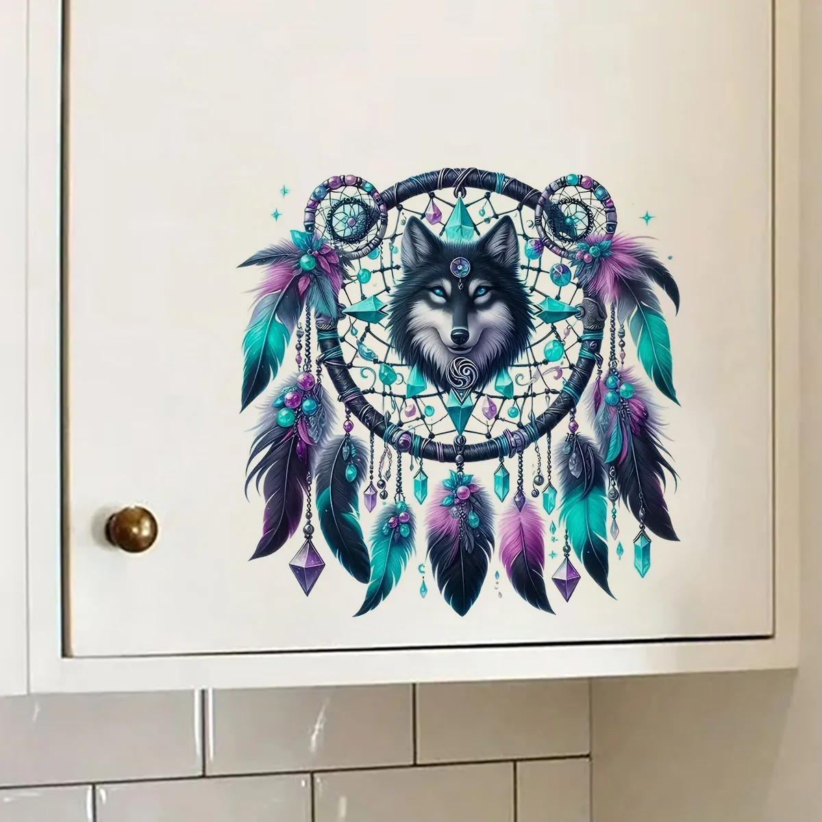 Wolf Head Wall Decal Waterproof Vinyl Home Decor Self-Adhesive Wall Sticker for Bedroom, Hallway, Dorm, Car and Toliet