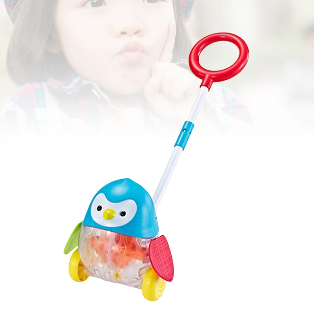

1Pcs Baby Walker Wooden Multi-Function Push and Pull Trolley Adjustable Height Child Walker with Blocks for Motor Skills