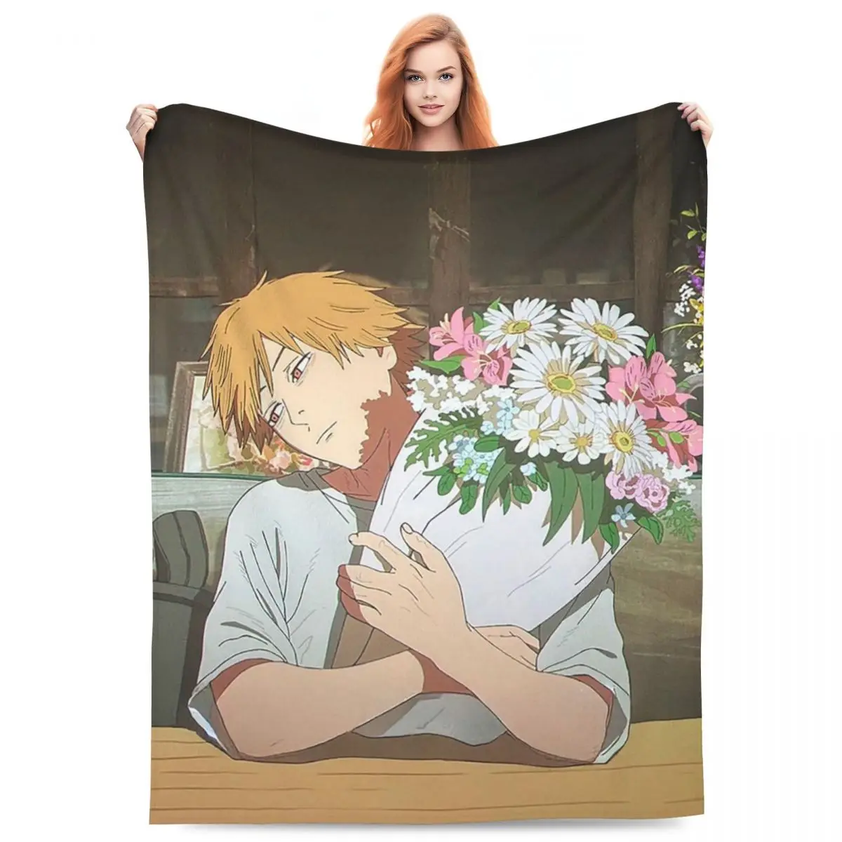 Chainsaw Man Anime Reze (4) Blanket Fleece Sofa Throw Blanket Portable for Home Bedroom Travel Throws Bedspread Quilt
