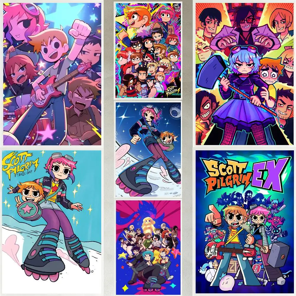 comic Scott Pilgrim vs. the World Poster Poster HD Waterproof Self-adhesive Art Print Wall Decor for Bedroom Living Room Gift