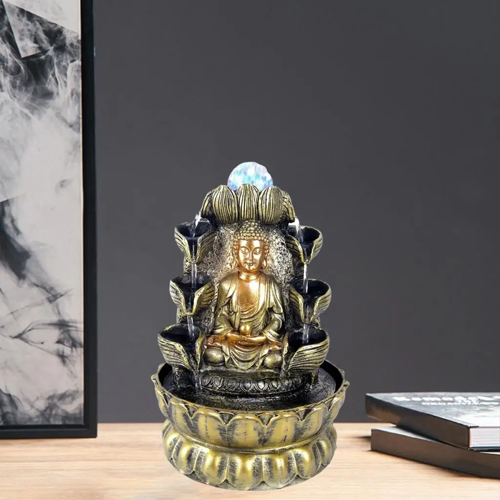 Sitting Buddha Fountain Fengshui Buddha Decoration Meditation