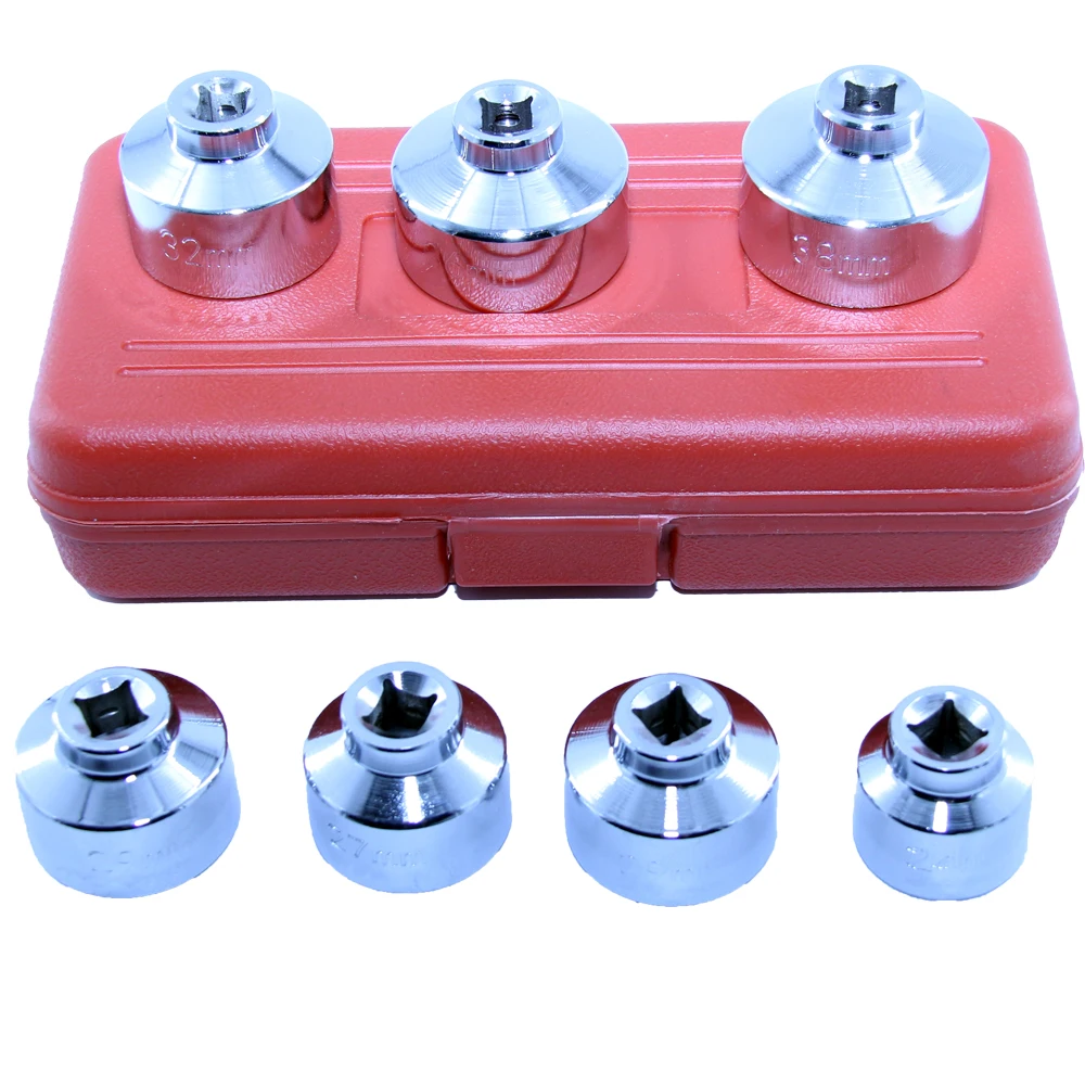 7 Pcs Oil Filter Cap Wrench Tool Kit Socket Set Includes 24mm,27mm,29mm,30mm,32mm,36mm,38mm