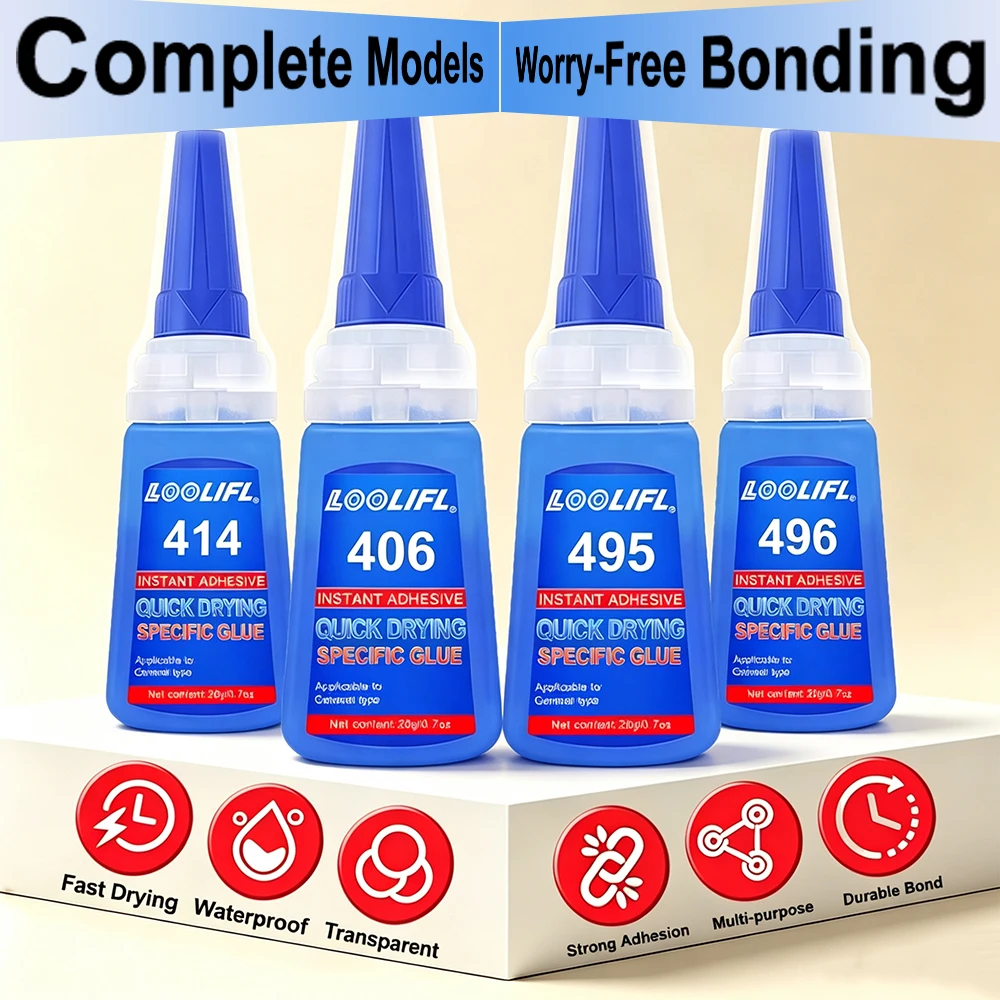 20g 414 - 496 Instant Super Glue QuickDry Waterproof Strong Adhesive Multi‑Material Bonding Repair Glue for Metal Rubber Plastic