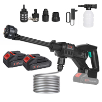 6 IN 1 21V Electric High Pressure Washer Cordless Efficient Car Garden Cleaning Machine Spray Gun Foam Generator with 2 Battery