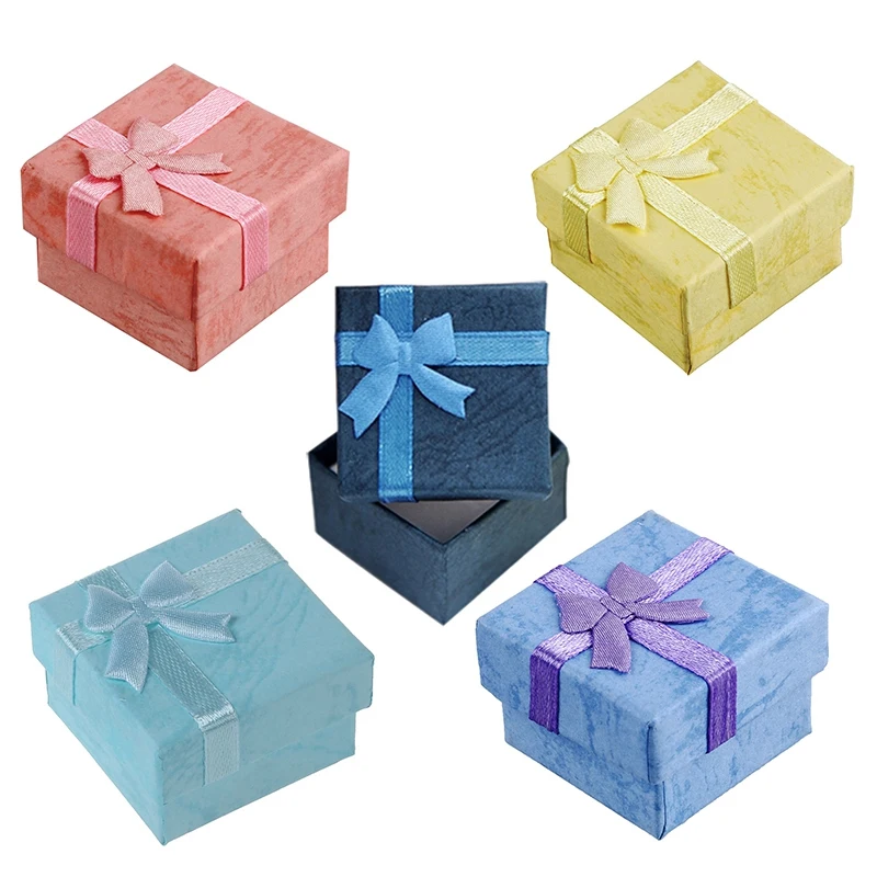 48Pcs Fashion Jewelry Box, Ring Earring Jewelry Display Gift Box Bowknot Square Case