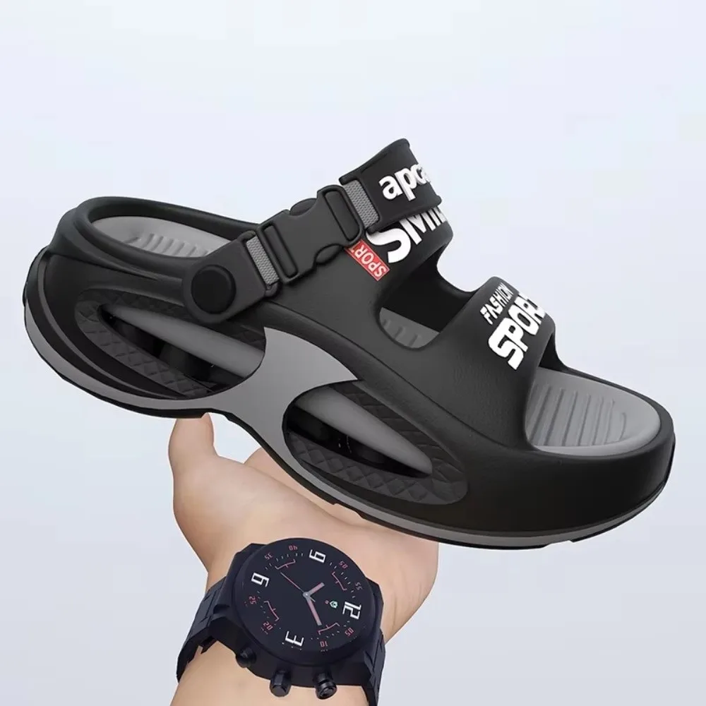 Plateau-Sandalen mit dicker Sohle, erhöhtes Design für Paare, rutschfeste Strand-Slipper, dicke Sohle für den Außenbereich, Herren-Sandalen für Männer – Detail 2