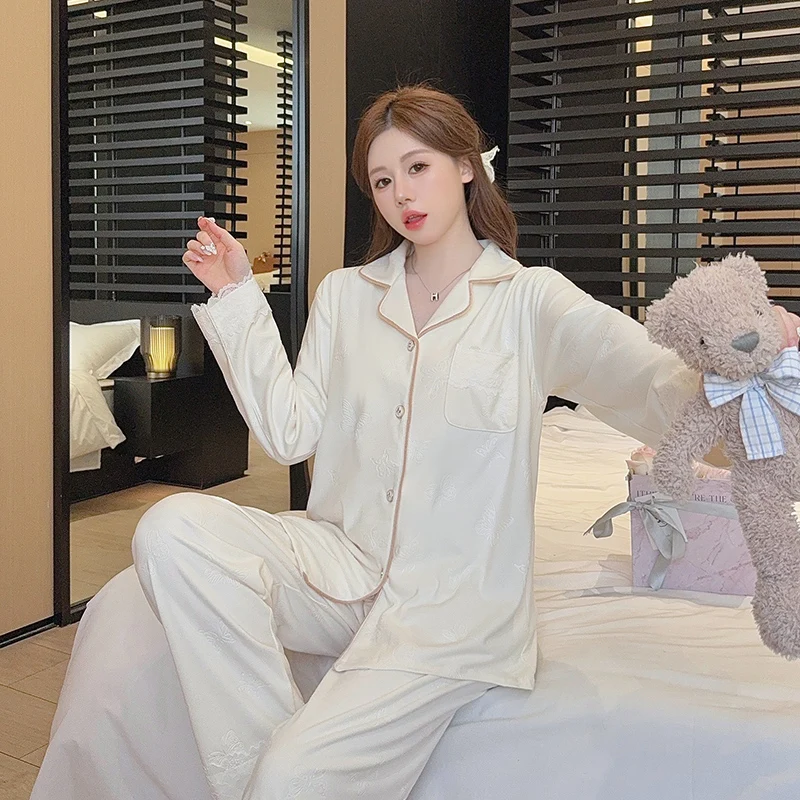 

Pajama Sets Nightwear Women Velvet Classical Thicken Design Cold Warm Feel Stretchy Soft Zipper Long Sleeve Pants Fall Winter OL