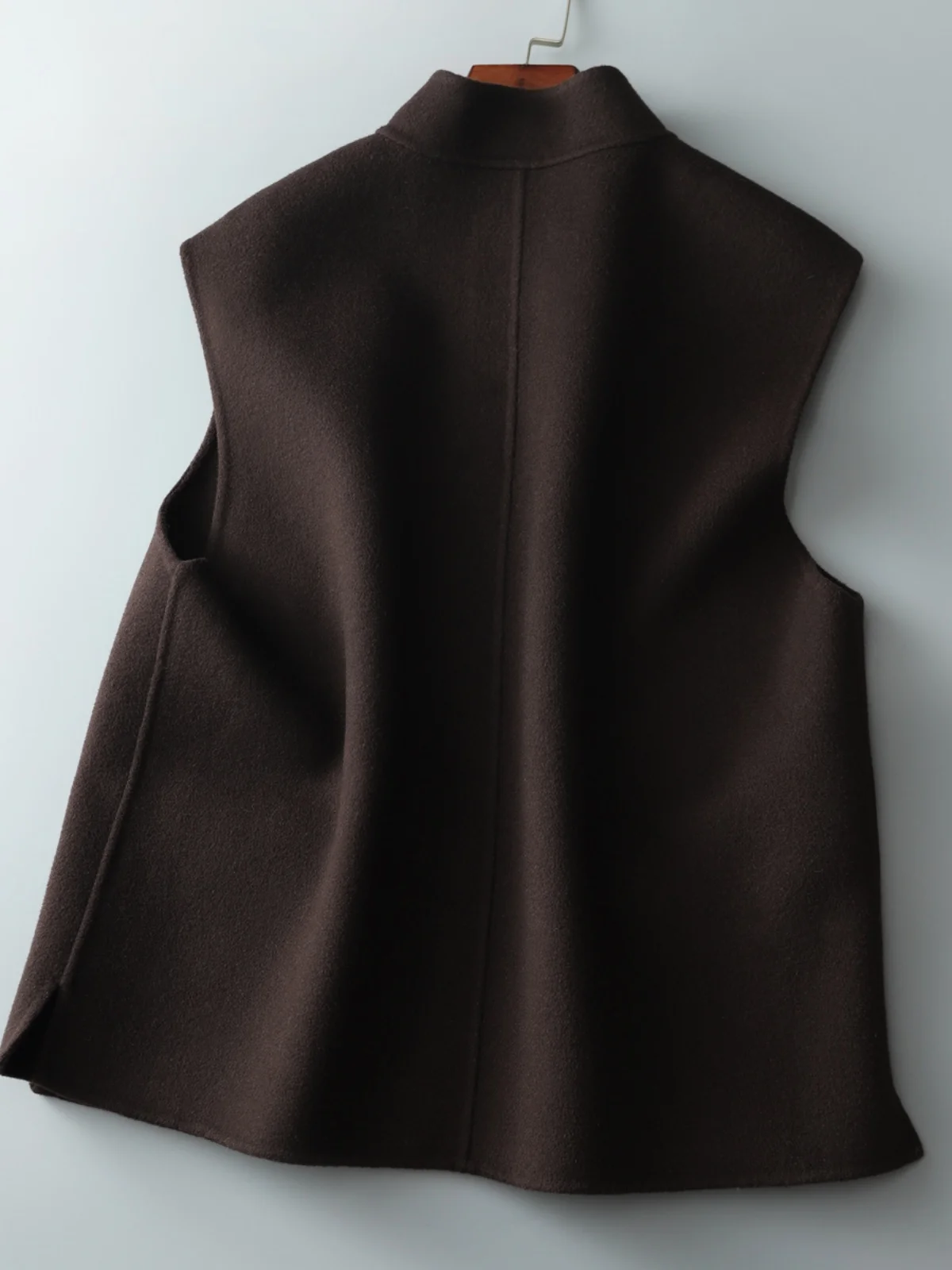 Double-Sided Woolen Vest Outerwear Pure Color Commute Style Women's Jacket Coat Long Length Single Button Closure