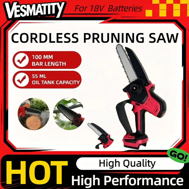Gardening Tools Battery Powered - コードレスブラシレスミニ電動チェーンソー、剪定用ノコギリ、庭用切断電動工具、ミルウォーキーバッテリー対応