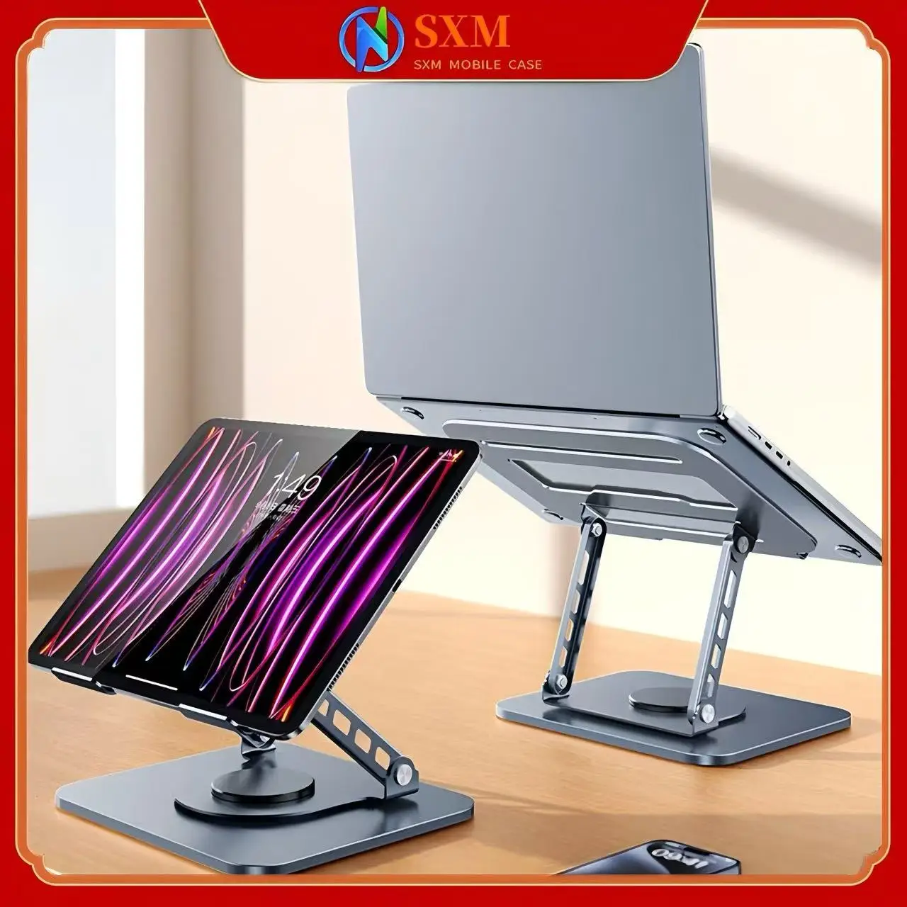 

Laptop stand 360 degree rotating metal non-slip desktop folding lifting cushion tablet stand