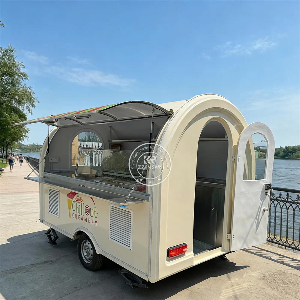 

Fully Equipped Fast Food Trailer Luxury Custom Mobile BBQ Pizza Burger Coffee Cart Mobile Coffee Food Truck With Kitchen Setup