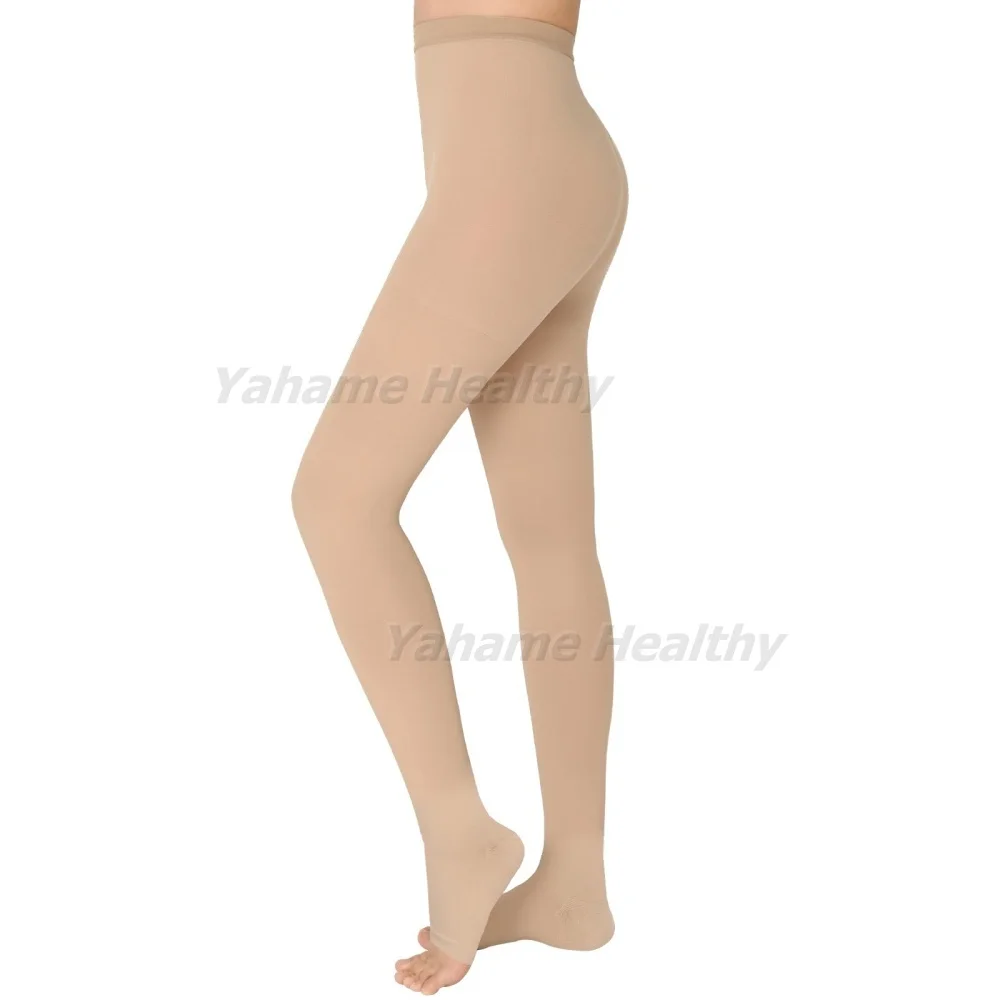 20-30mmHg Compression Pantyhose Open/Closed Toe High Waist Compression Stockings Tights for Edema, Varicose Veins, Swelling