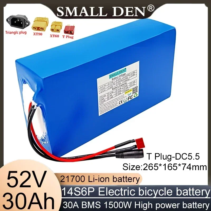 電動自転車およびオートバイ用の高出力リチウムイオン電池,52v,30ah,21700,14s6p,2000w,bms
