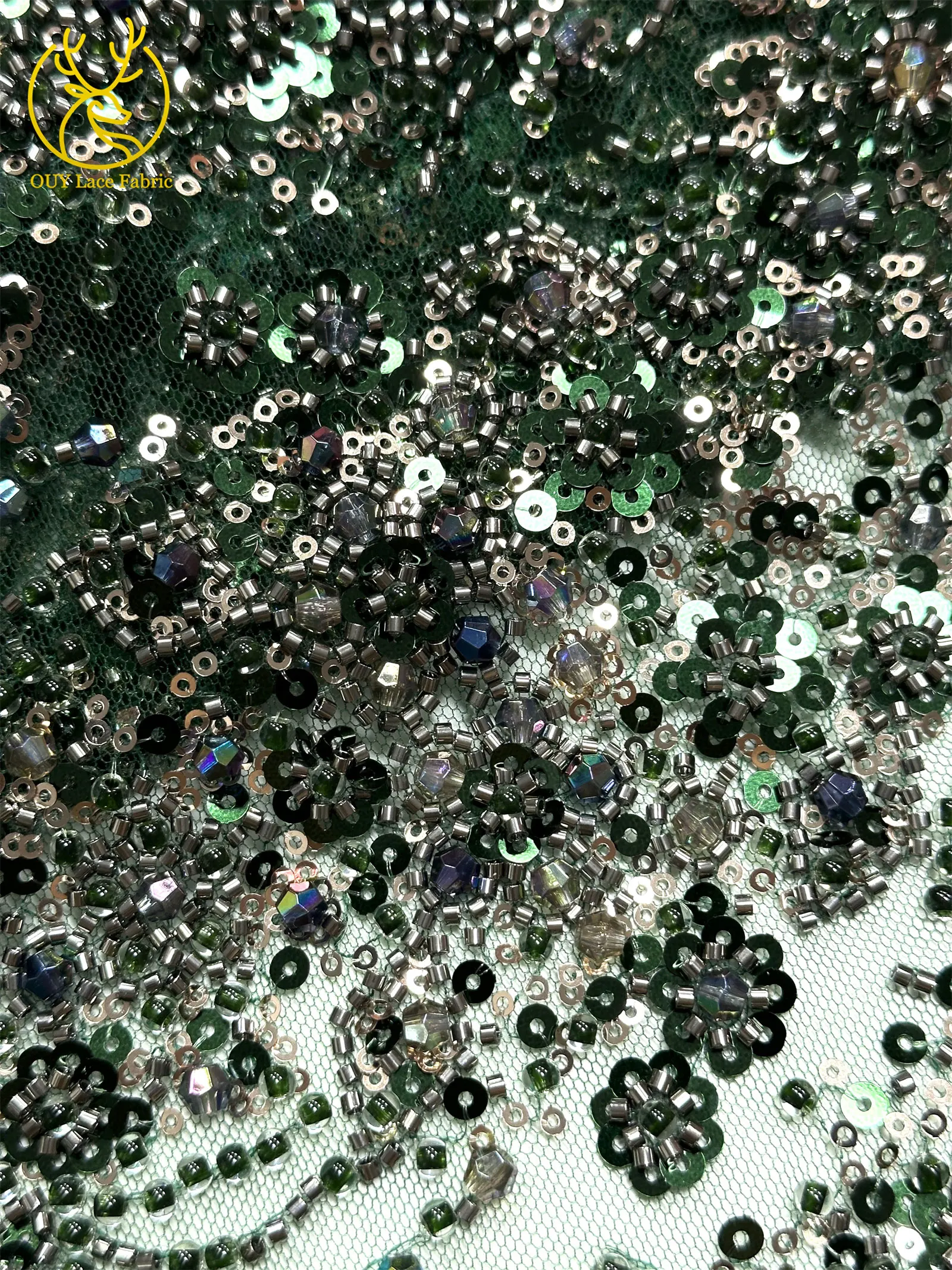 Schwarzer Luxuriöser Afrikanischer Handgefertigter Schwer Perlenverzierter Pailletten-Spitzenstoff 5 Yards Luxuriöser Französischer Tüll-Spitzenstoff für Partykleider – Detail 26