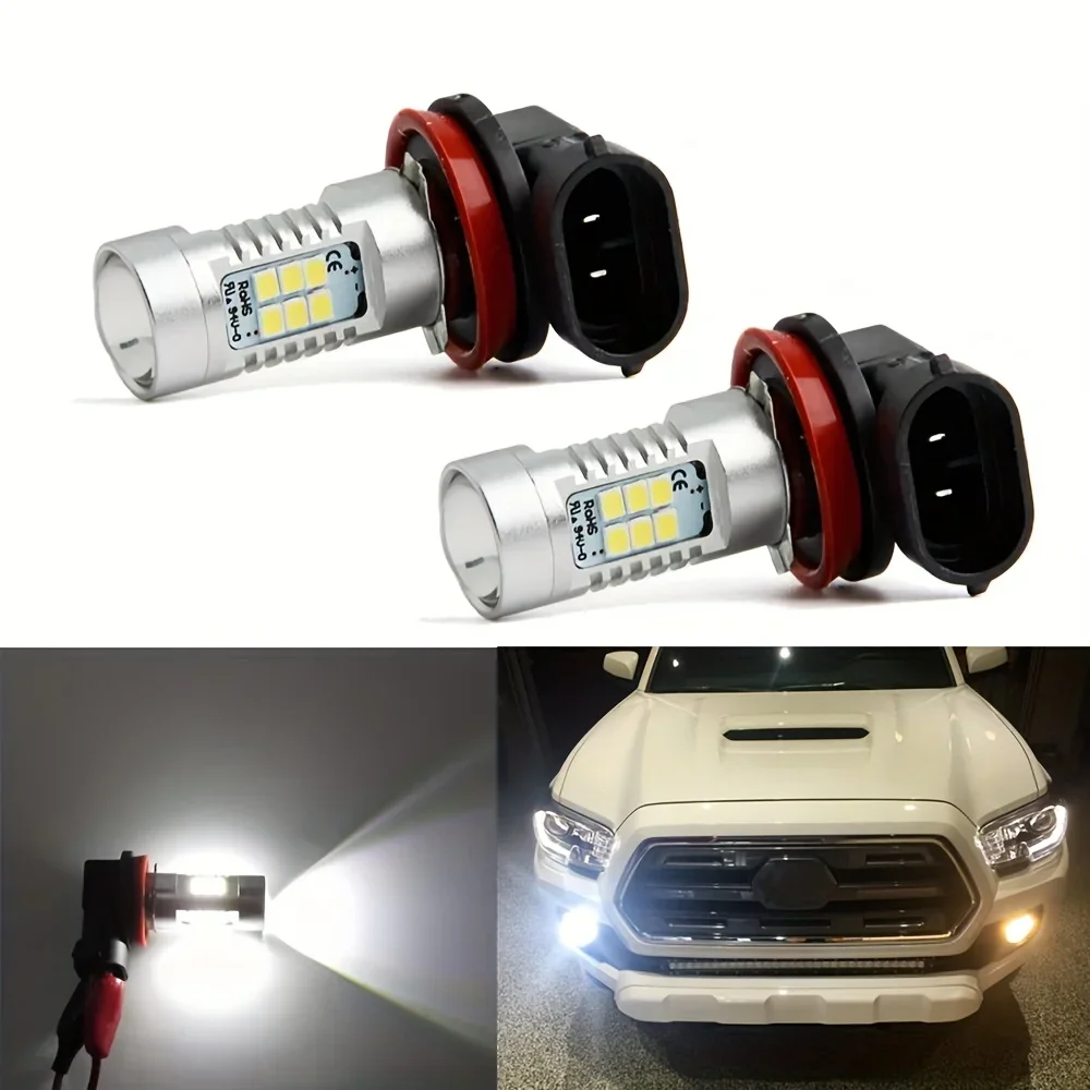2PCS H11 21SMD LED Headlight Super Bright Bulb Kit HIGH/LOW Beam 6000K White Fog Light