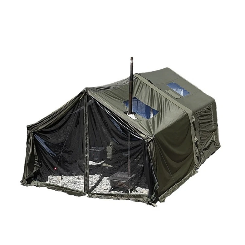 

Army green camping canopy inflatable tent overnight vinyl outdoor military wind inflatable