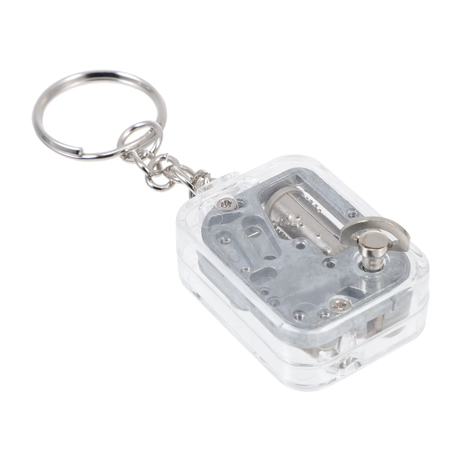 

Mini Square Acrylic Music Box Keychain Creative Birthday Gift Delicate Keyring Bag Pendant Decorative Accessory