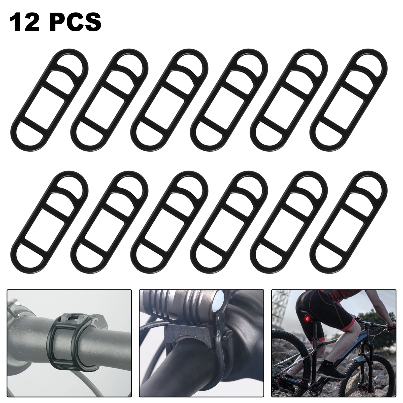 12PCS Bike Light Holde Straps Hot Sale ‎7×2.3cm Stretch Rubber Rings Torch Holder With Two Openings Torch Holder Bicycle Accesso