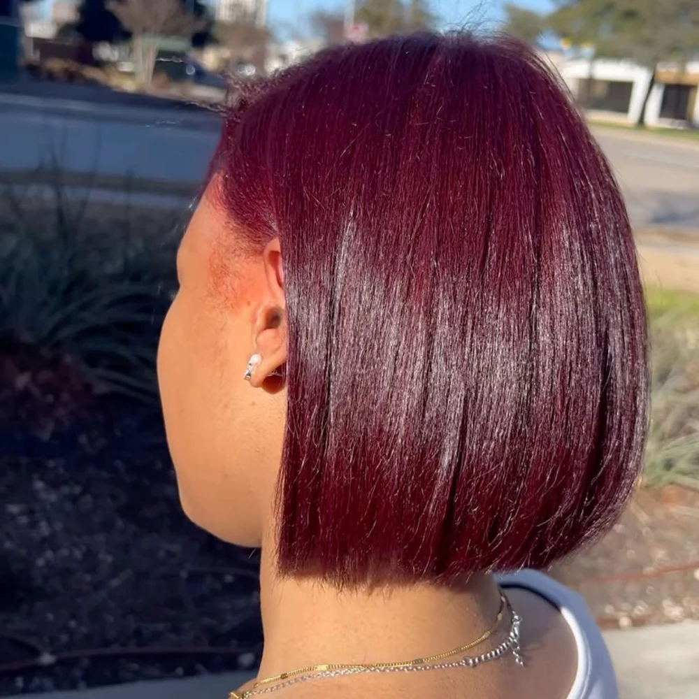 ピクシーカットウィッグ人毛ウィッグカラフルショートボブ13X4X1透明レースフロントウィッグストレート人毛