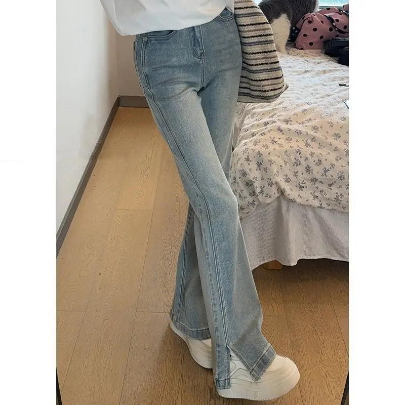 

Женские джинсы 2024, брюки Y2K, мешковатые расклешенные брюки-клеш, удлиняющие ноги, женские джинсы в форме груши с силуэтом