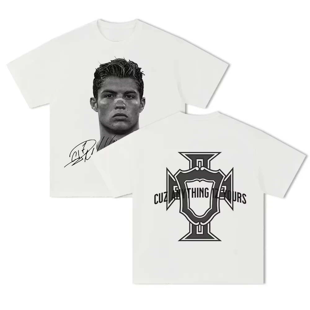 Cristiano Ronaldo fútbol superestrella Super moda impresa camiseta de manga corta hombres desgastado algodón americano