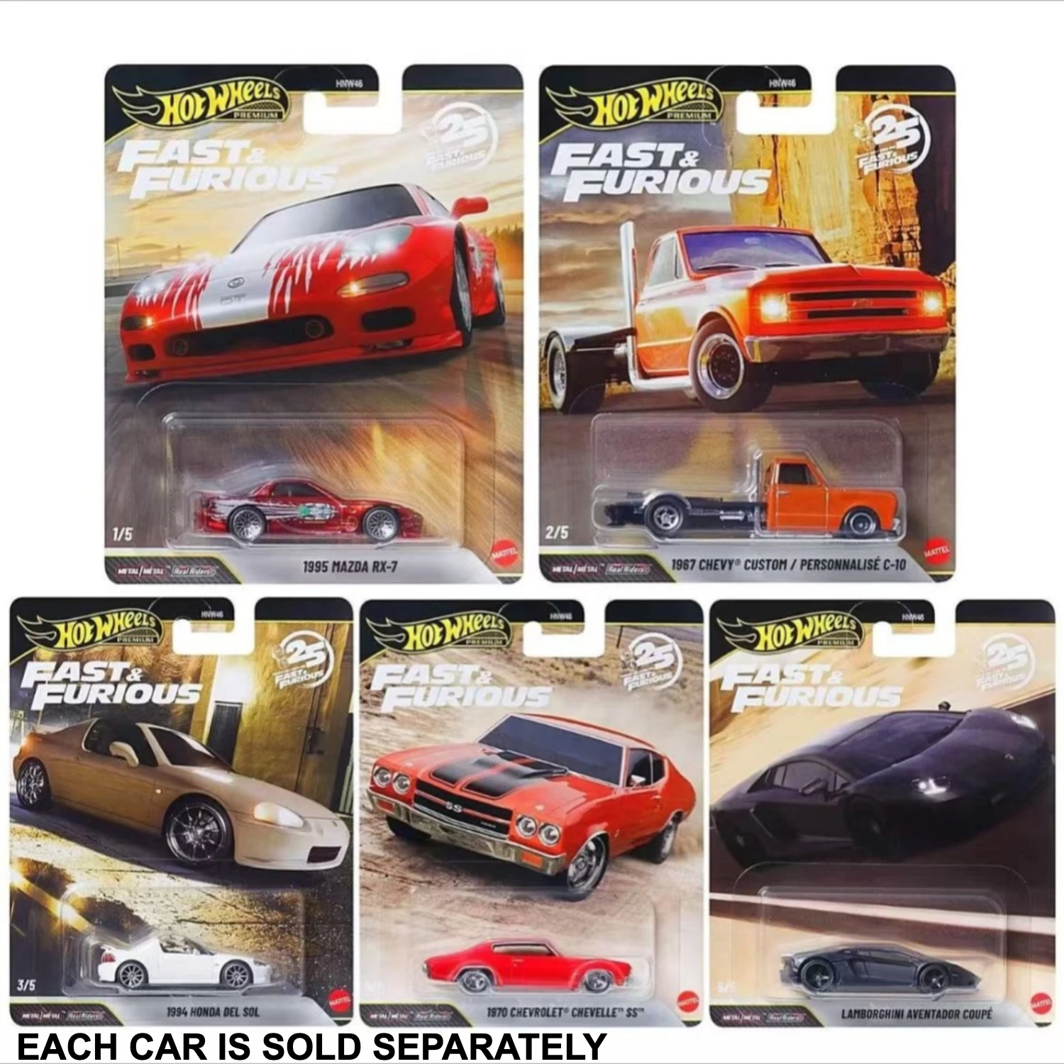 

In Stock Original Mattel Hot Wheels Premium Fast and Furious 1/64 1995 MAZDA RX-7 Car Hotweheels Model Car Hotwheels Cart HNW46