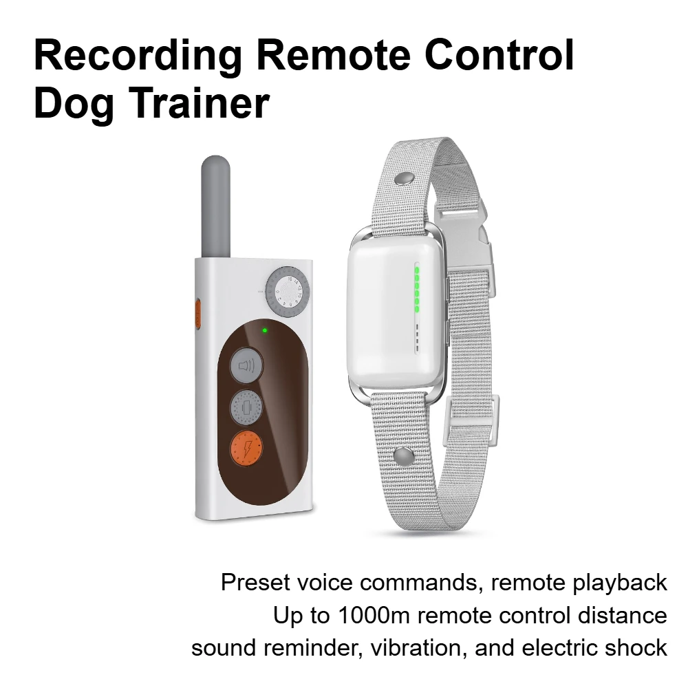 

Remote Control Dog Training Collar Waterproof Bark Stopper with Electric Shock Optional and Recording