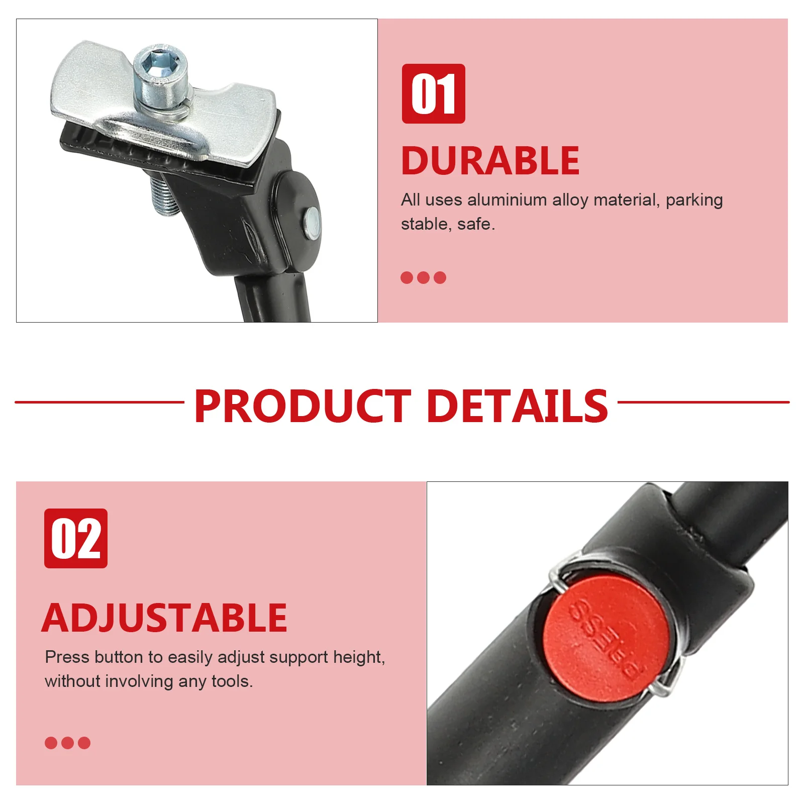 Bike Kickstand Aluminum Alloy Black Adjustable Quick Release Side Support Parking Rack Foot Brace Bike Kickstand