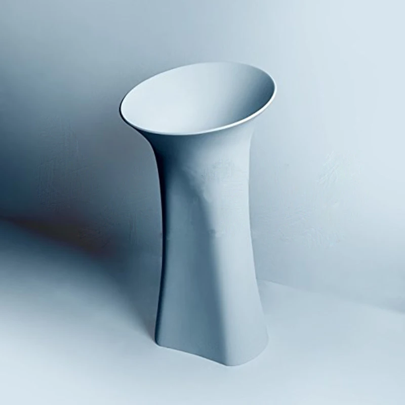 

Bathroom Pedestal Washbasin Cloakroom Solid Surface Stone Freestanding Vanity Washing Sink W9003A