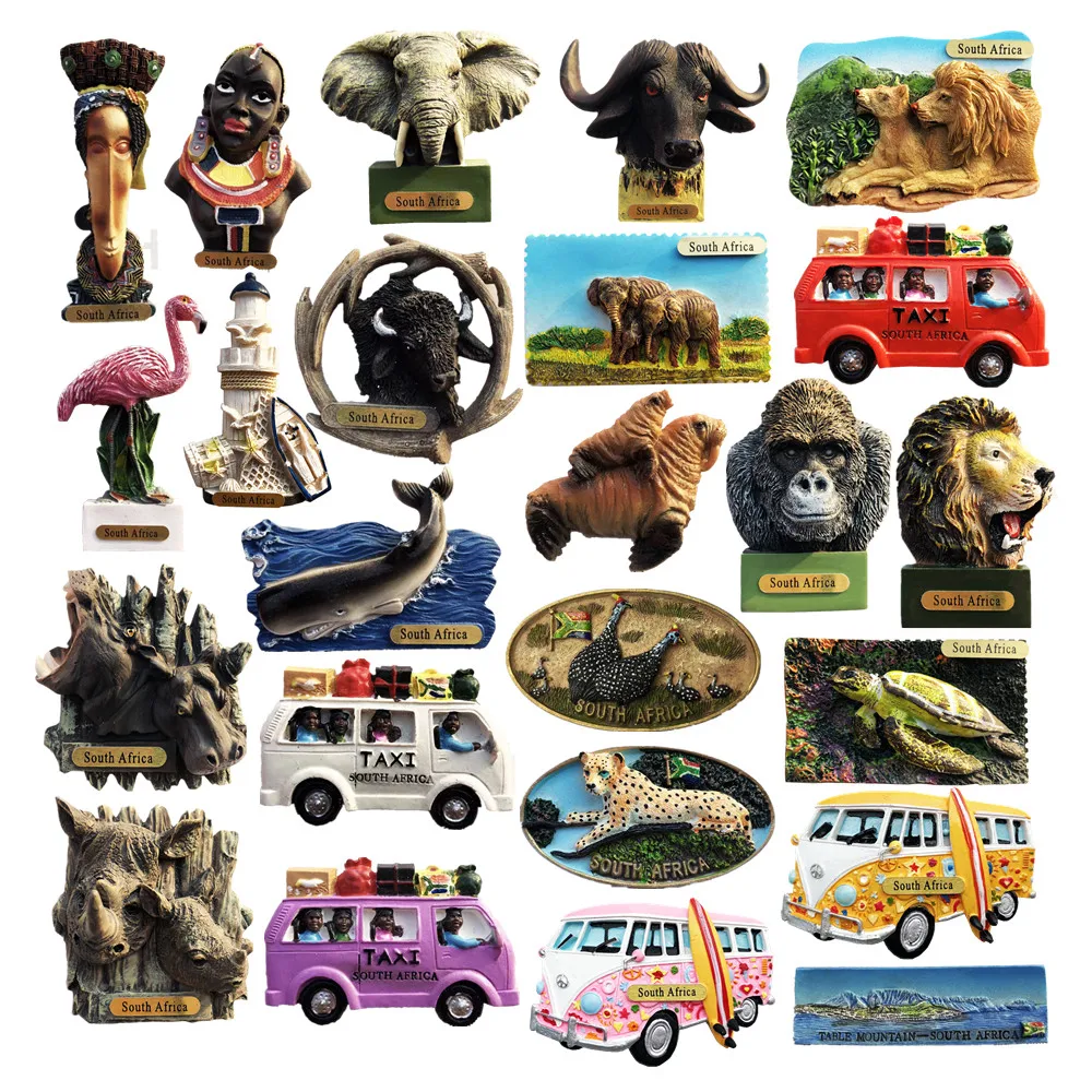 

South Africa 3D Animal Tourist Souvenir Fridge Magnets Decoration Articles Handicraft Magnetic Refrigerator Stickers Collection