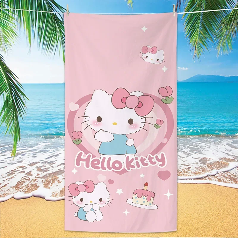 Hello Kitty beach towel Superfiber beach swimming towel Outdoor travel Activity Gym picnic cartoon digital printed beach towel