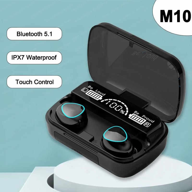 M10 Wireless Earbuds HiFi Stereo Sound TWS Bluetooth Headphones Waterproof Earphones Touch Control Sports Headsets With Mic