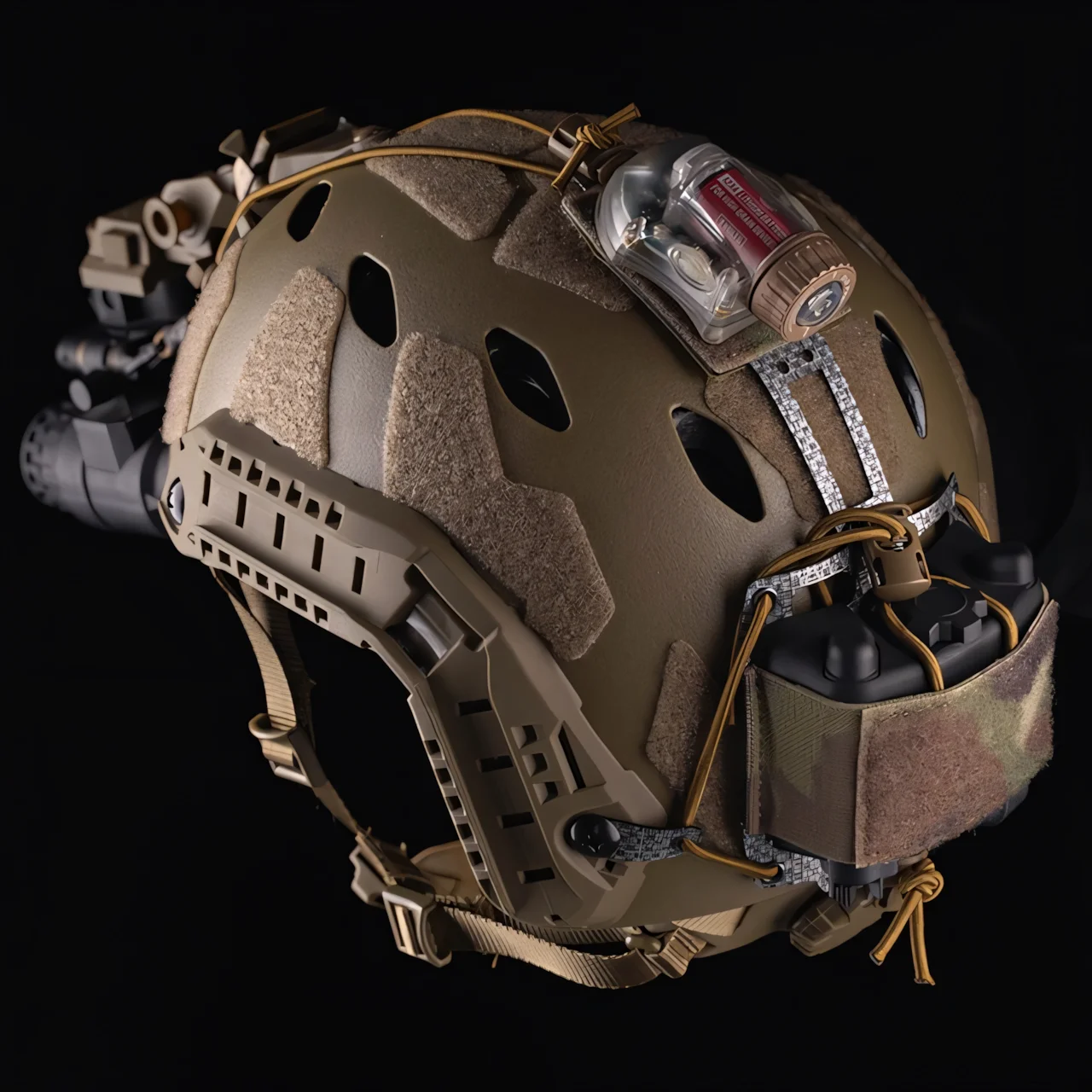 Wosport NVG Battery Helmet Pouch, Battery Carrier, Elastic Cord Adjustment, Top Velcro Panel, Fits Most Helmets for Airsoft