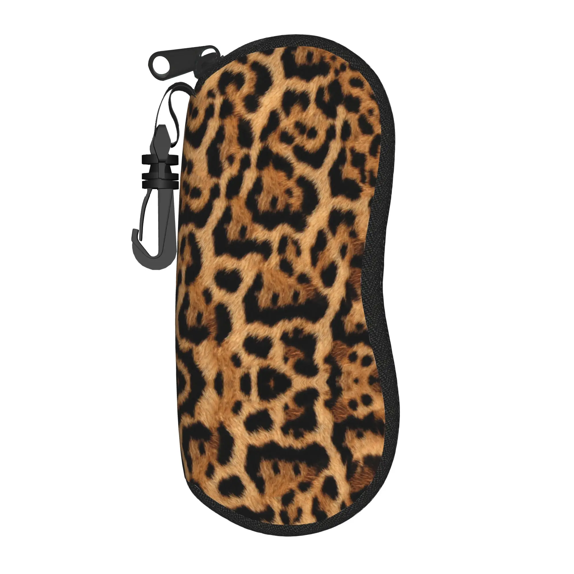 Panthera Jaguar Fur Pattern Merch Glasses Case for Women Men Protective Zipper Leopard Cheetah Skin Texture Eyewear Storage Box