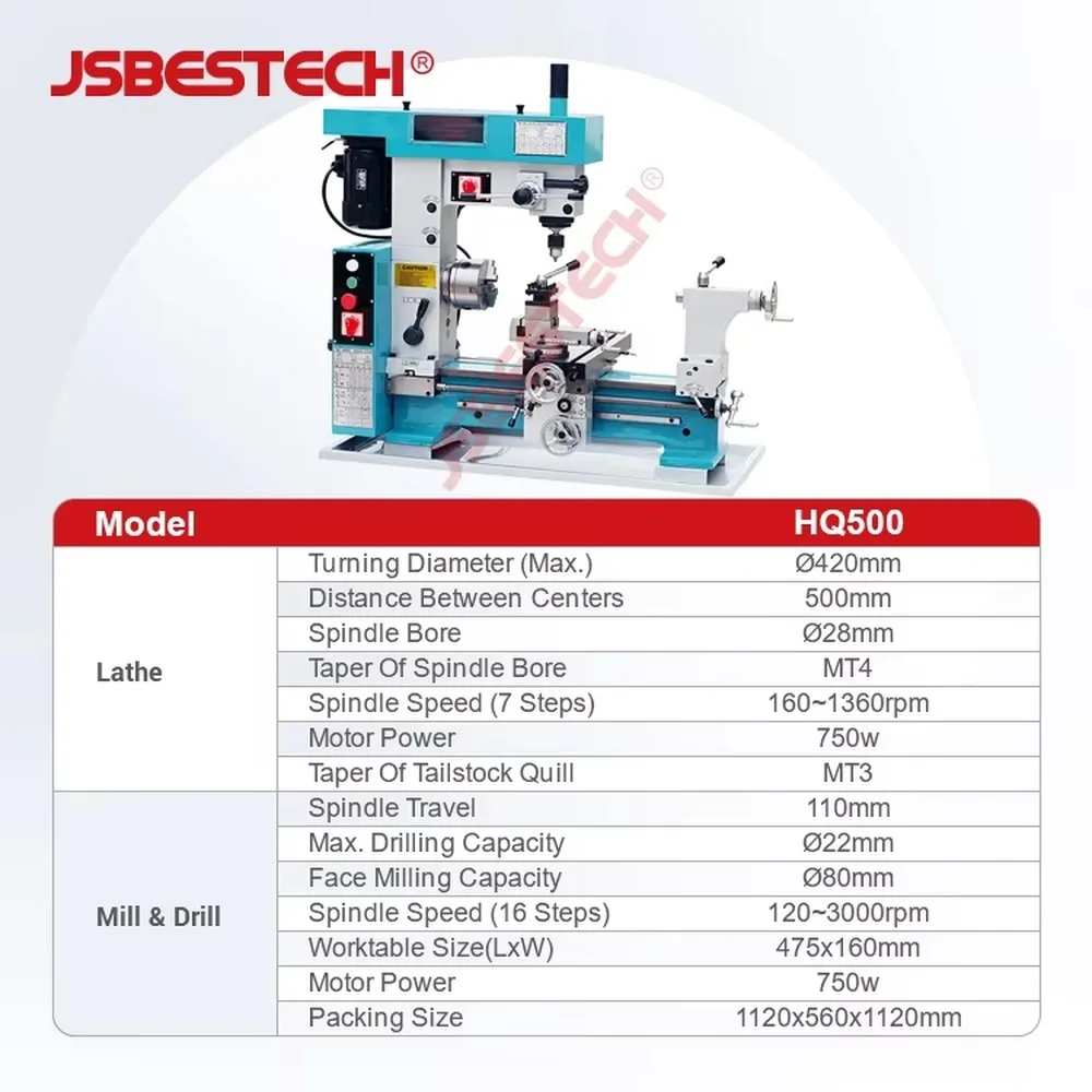 232kg Combination Tool Bench Lathe Drilling Milling Machine for Metalworking Workshop DIY