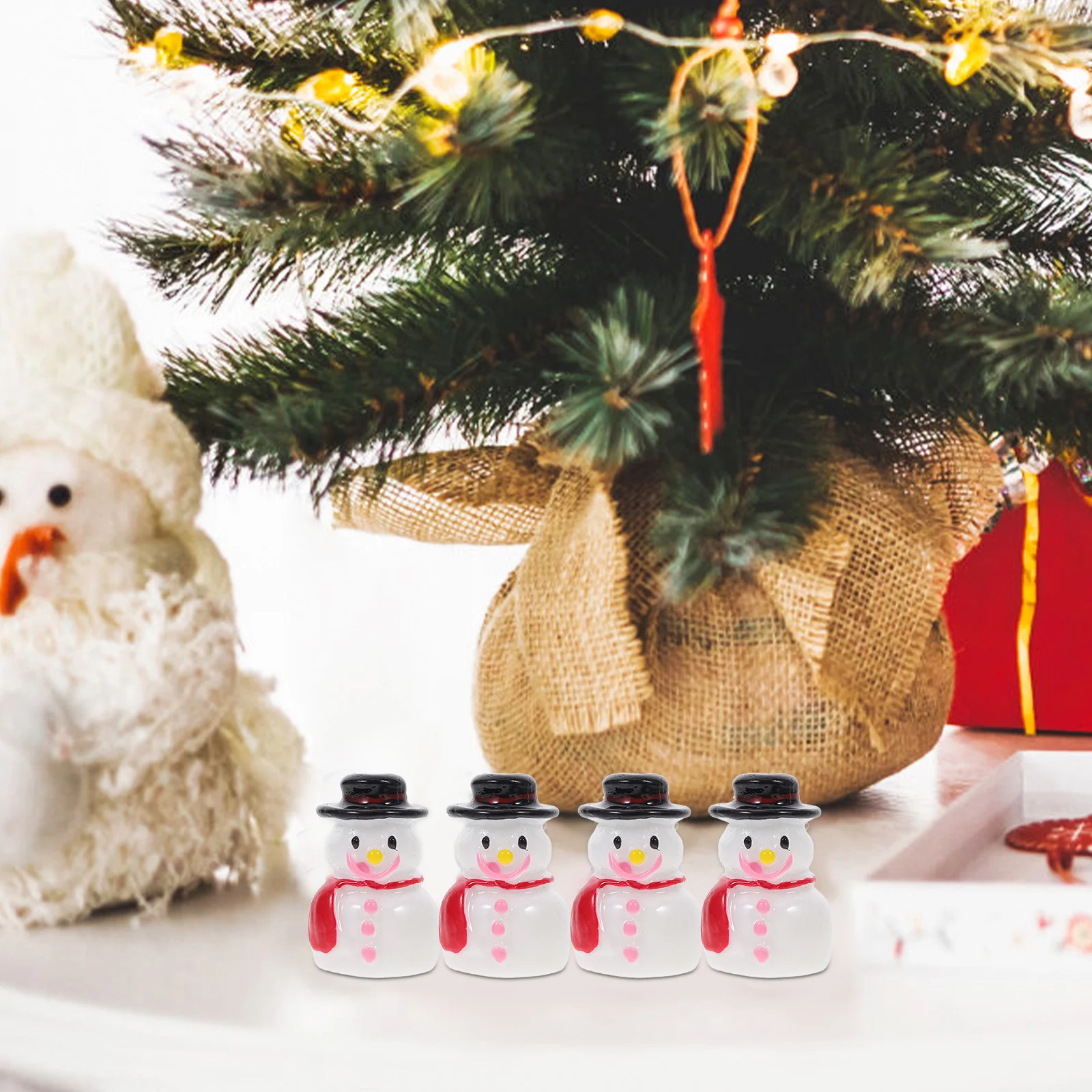 

20Pcs Resin Snowman Statues Miniature Christmas Decorations with Top Hats for Holiday Home Mantel Shelf Display Xmas Village