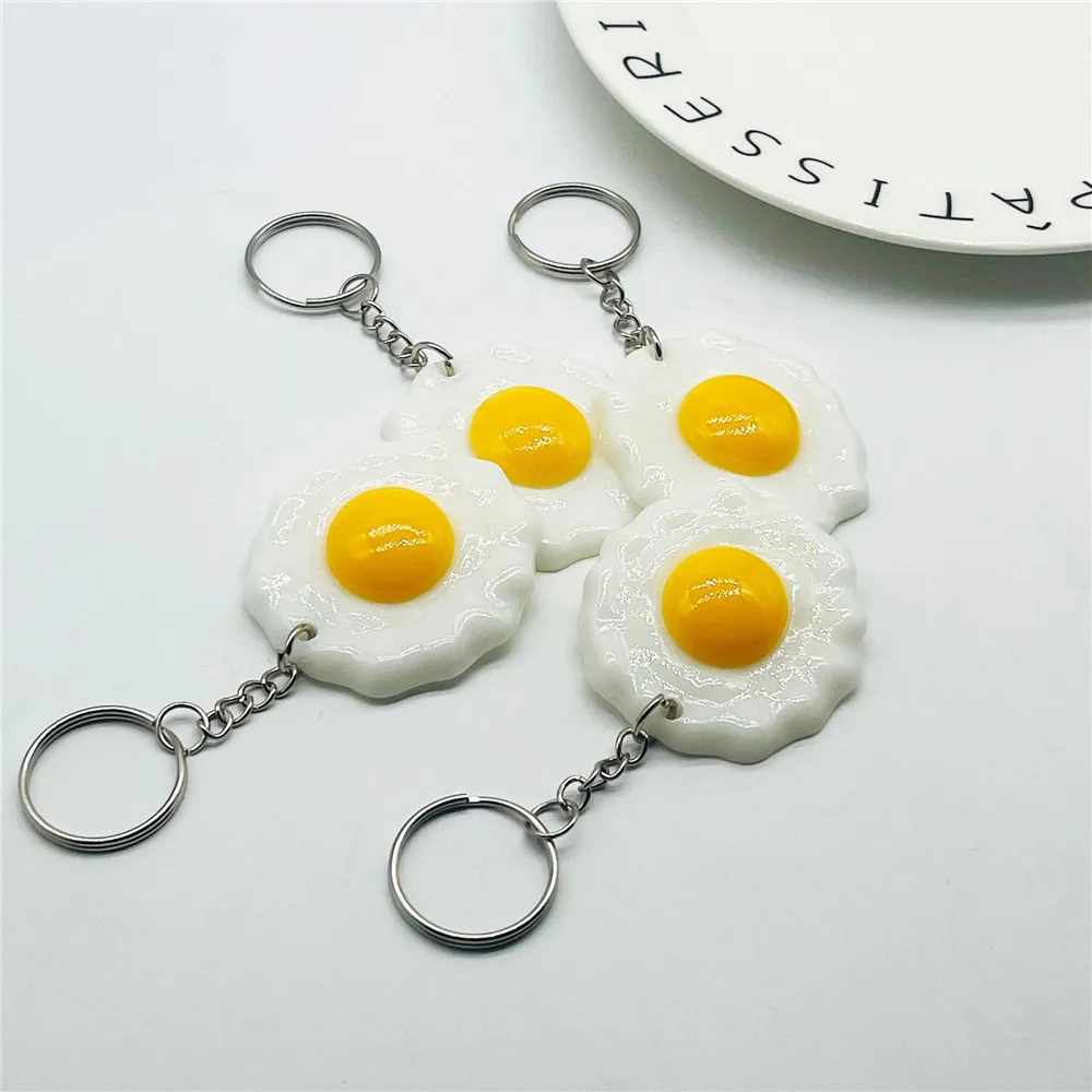 Simulated Egg Keychain Fried Eggs Keyring Pendant