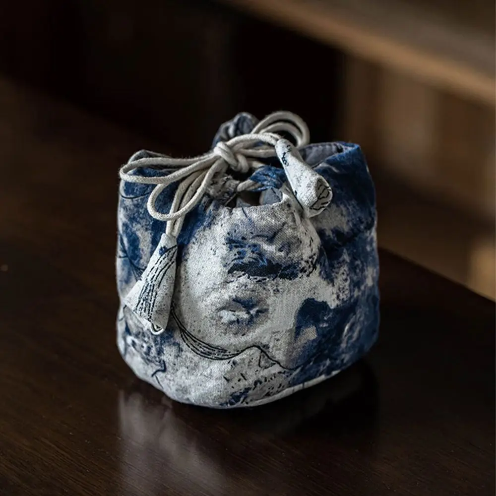 Chinesische Art Tinte Rendering Handtasche Baumwolle Handtasche Tee Werkzeuge Aufbewahrung tasche kleine Artikel Beutel Cheong sam Zubehör