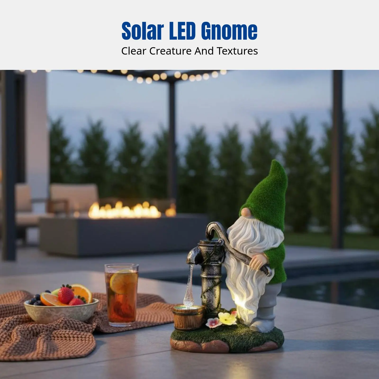 

Solar LED Night Light Garden Decoration, Classic Resin Figurine, Outdoor Villa Ornament