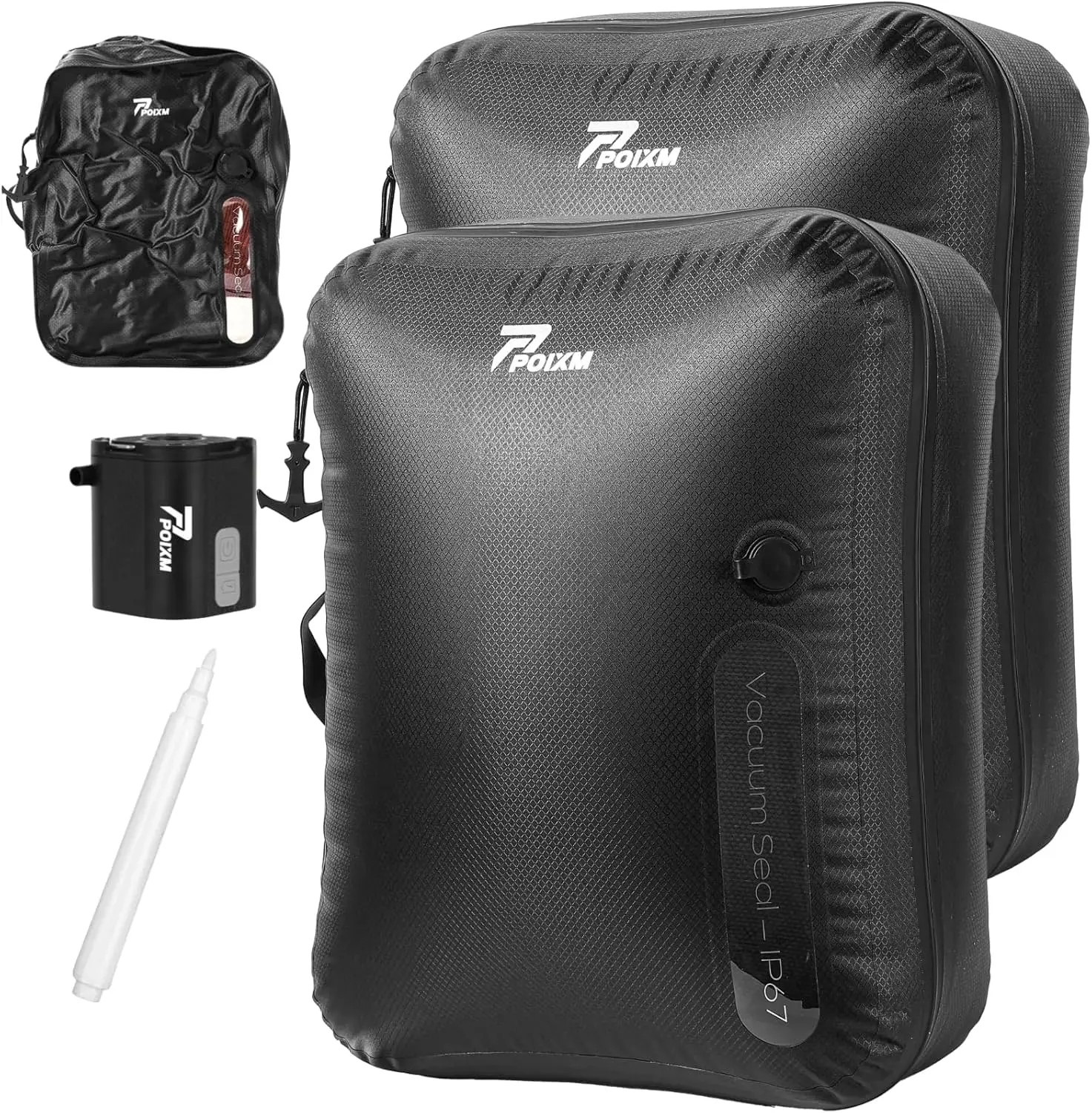 

Вакуумные пакеты для путешествий с беспроводным насосом, 180 шт. ° Многоразовые компрессионные пакеты для хранения с застежкой-молнией, водонепроницаемые по стандарту IP67