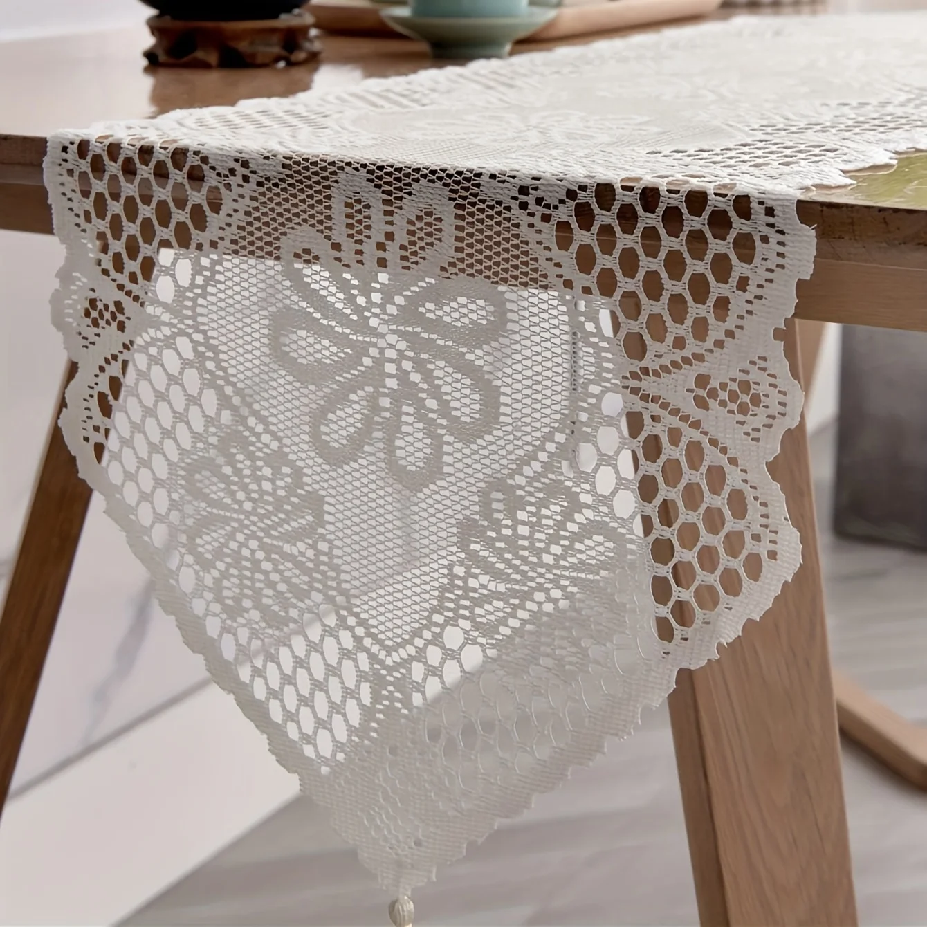 1pc/3pcs/5pcs-Polyester Table Runners, European Hollow Lace Table Cloth, Simple Style Solid Color Table Cover, Home Decoration