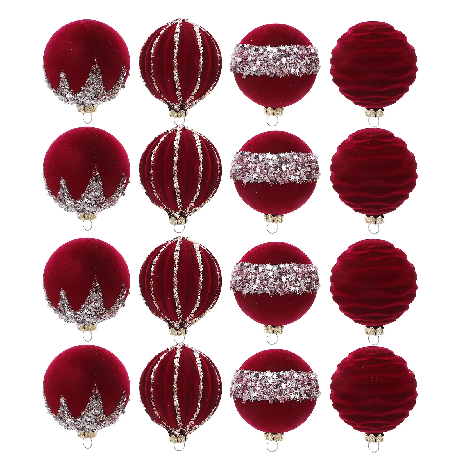 

16 Pcs Christmas Decorations Hanging Tree Ornaments Flocked Balls Pendant Holiday