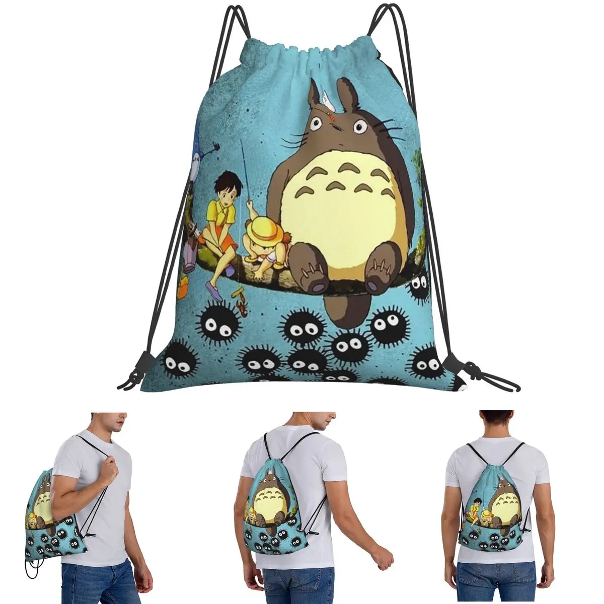 Soot Studio ジブリバックパックファッションポータブル巾着バッグスポーツバッグブックバッグ男性女性学生用