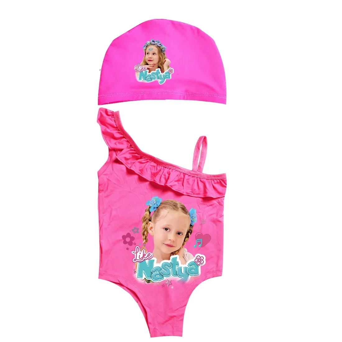 

Lovely Like Nastya Costume Kids One Piece Swimsuit Baby Girls Cute Ruffle Swimwear Children's Sport Beach Wear Girl BathingSuits