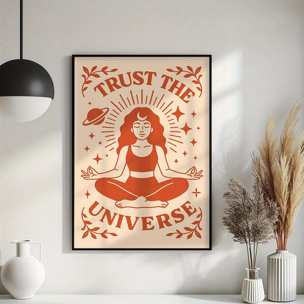 2D Flat, 2D Flat, Unframed 2D Flat Poster of a Meditation Pose, Canvas Print of Trusting The Universe, Peaceful Vibes Artwork