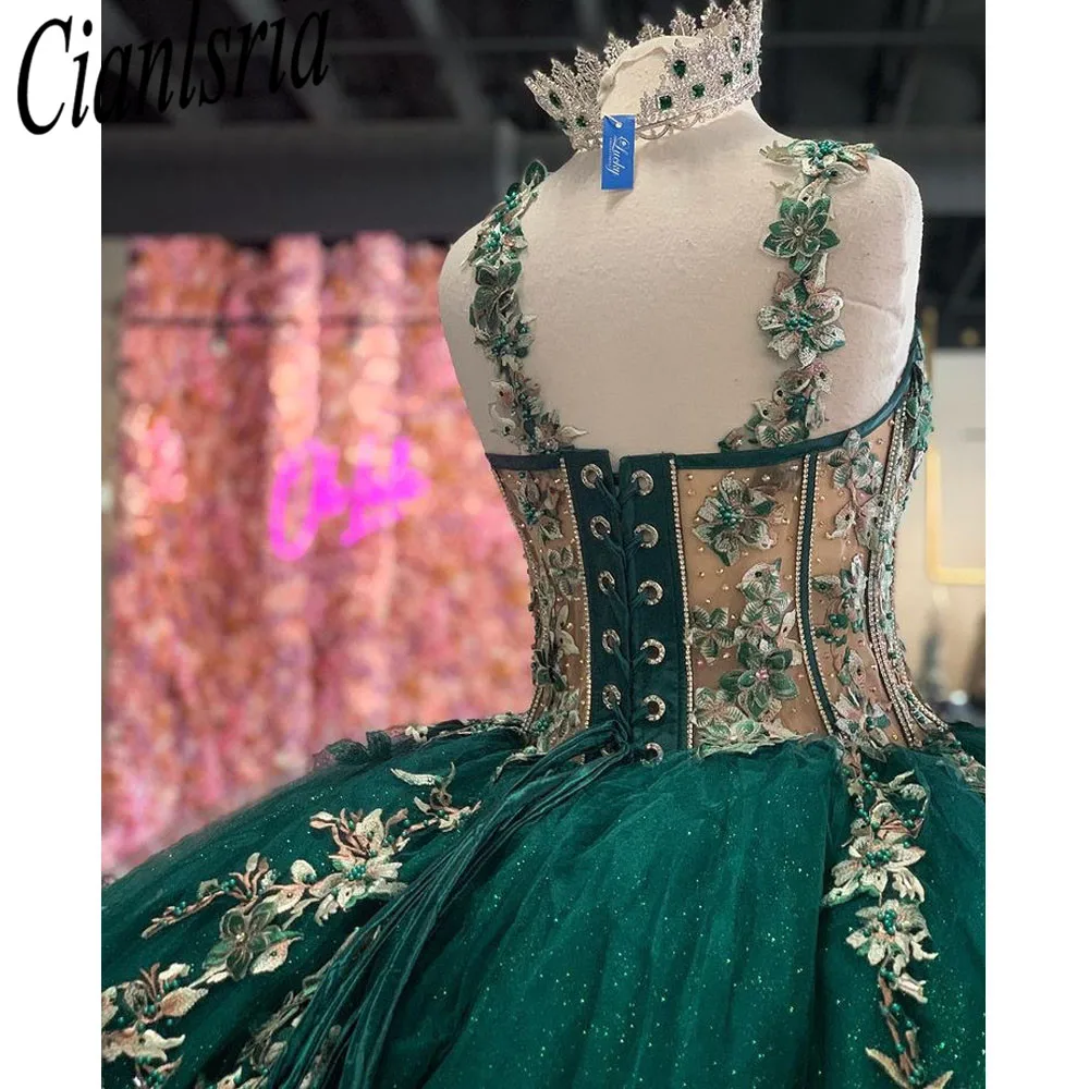 2023 Xanh Lệch Vai Quinceanera Áo Chiếu Trúc Hạt Appliques Pha Lê Bầu Chính Thức Ngọt 15 Sinh Nhật Áo Choàng