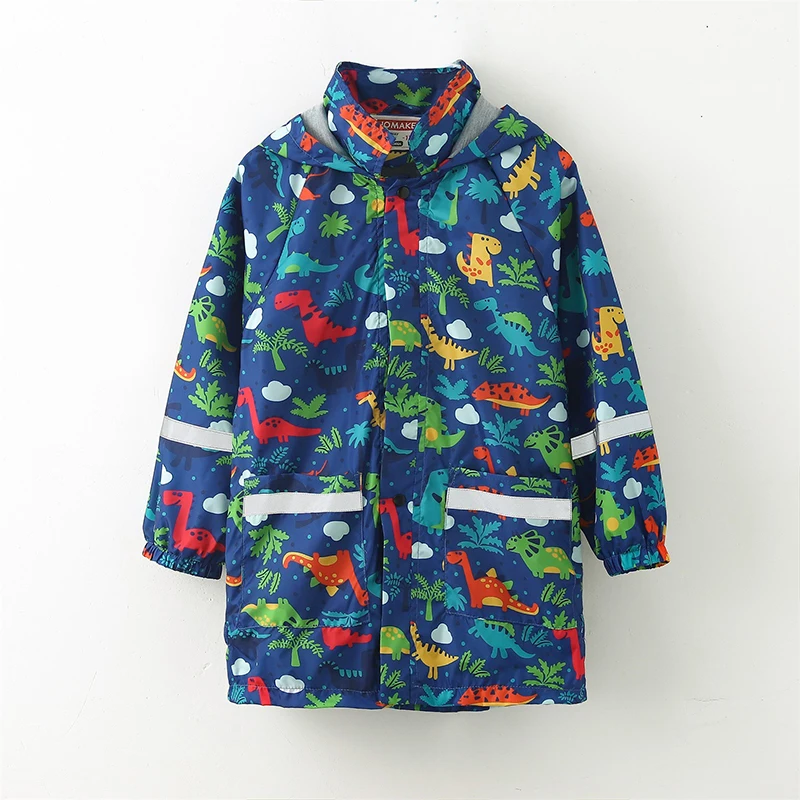 Dinosaur Waterproof Boys Jacket Spring And Autumn Long Sleeve Girls Raincoat Fashion Windbreaker Coat 3-8 Years Old Kids Clothes