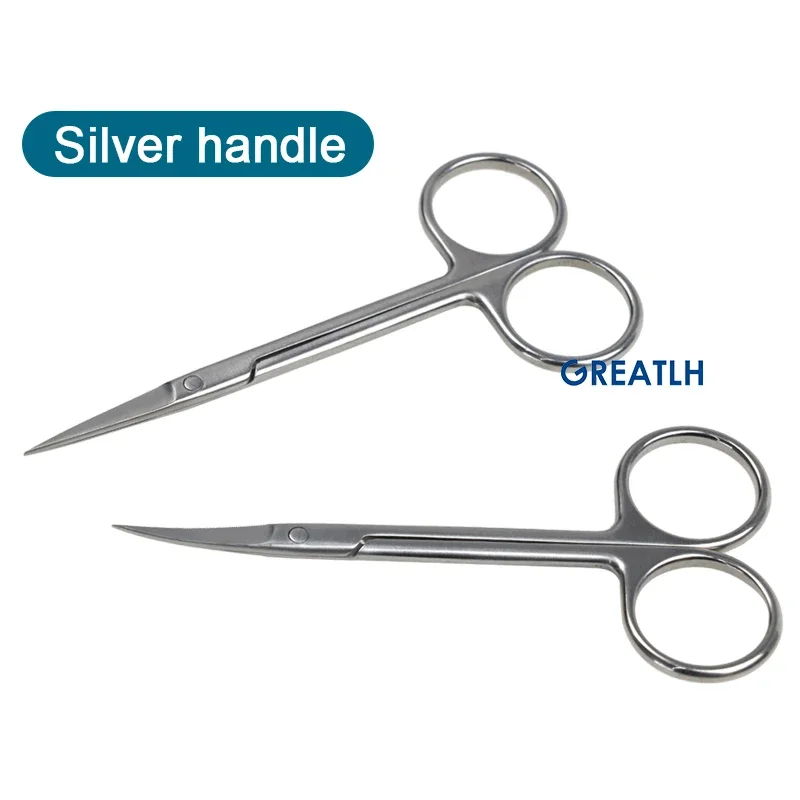 Curved Straight Head Serrated Scissors Eye Surgical Tool Ophthalmic Instrument