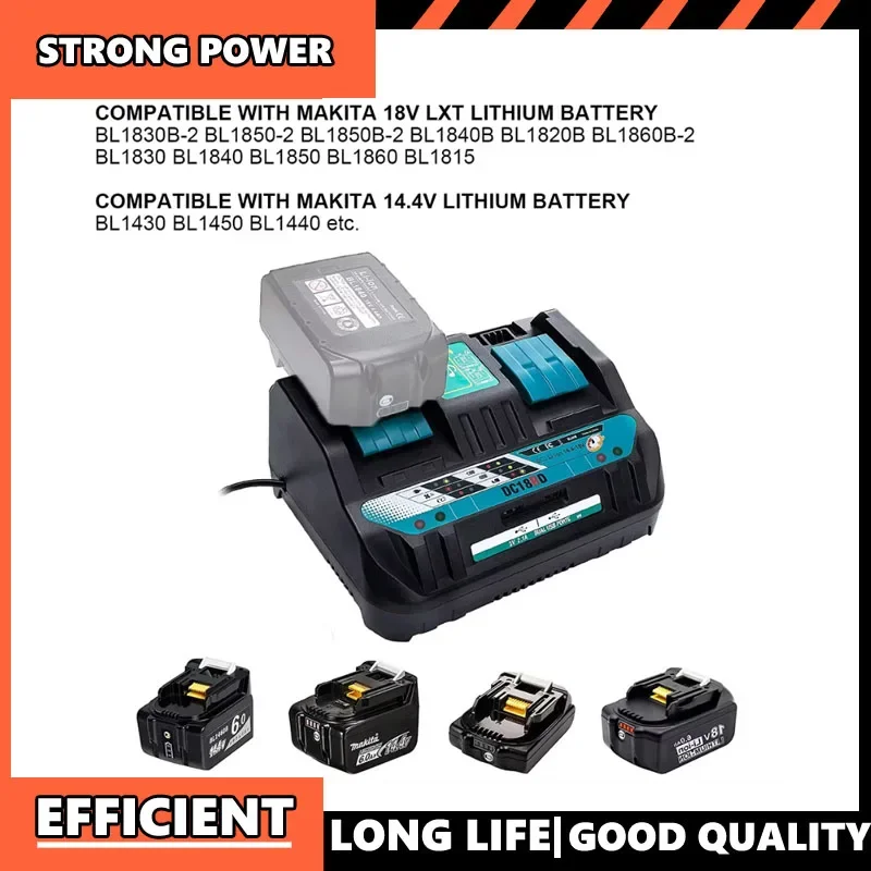 حار أحدث شاحن بطارية ليثيوم أيون مزدوج 4A شحن الحالي 14.4 فولت 18 فولت BL1830 Bl1430 DC18RC DC18RA شحن سريع لأداة ماكيتا