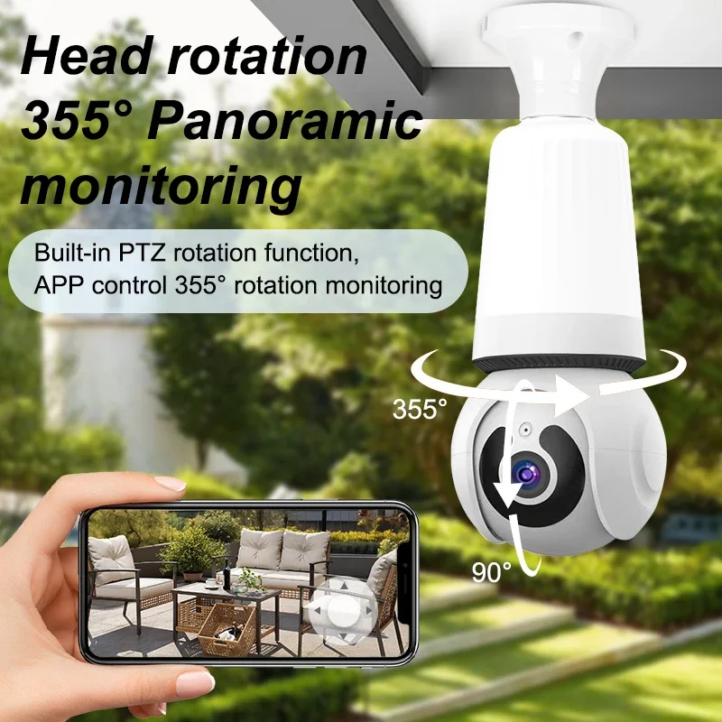 Bulb Surveillance Camera Full Color Night Vision Automatic Human Tracking Zoom Indoor Security Monitor Wifi Camera Smart Home